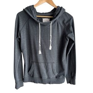 Vintage Y2K Garage Hooded Sweatshirt Womens L Grey Soft Stretchy Scuba Pullover